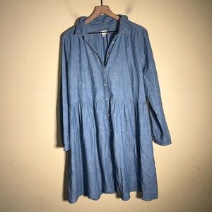 J.CREW plus size lightweight cotton chambray button down shirt dress 20